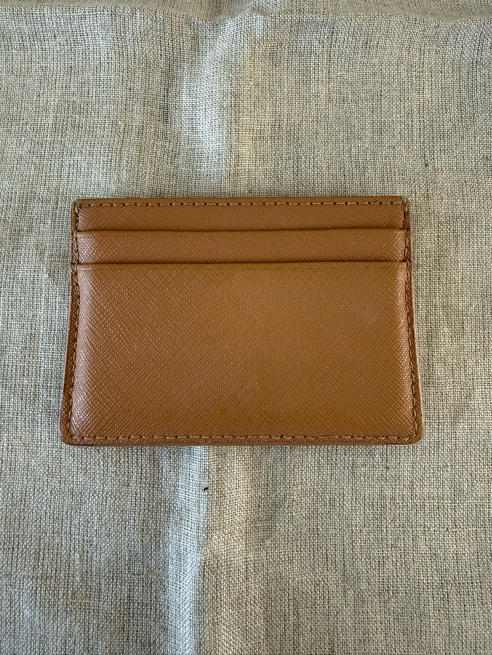 Tory Burch Saddle Brown Saffiano Leather Card Case with Gold Logo - Picture 2 of 3